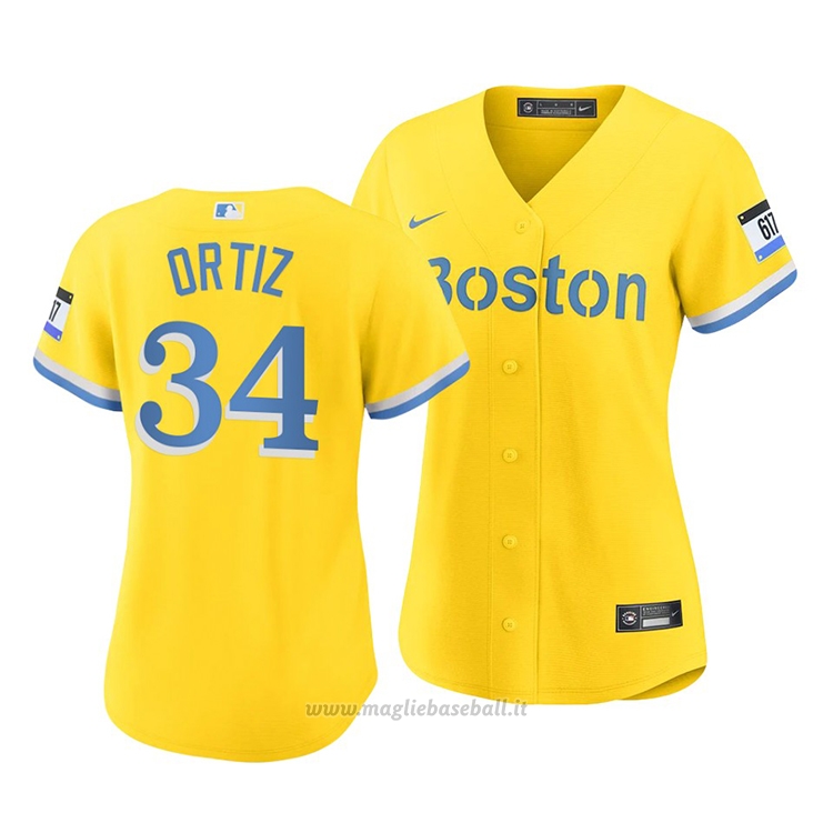 Maglia Baseball Donna Boston Red Sox David Ortiz 2021 City Connect Replica Or
